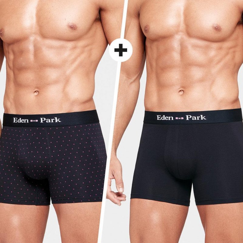 EDEN PARK Lot de 2 Boxers Homme Coton DUOPOIS Marine