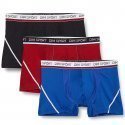 DIM Lot de 3 Boxers Homme Microfibre MICROSPORT Noir Rouge Bleu