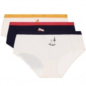 DIM 3 Boxers Femme Coton POCKETS STRETCH Dolce Vita Blanc Bleu
