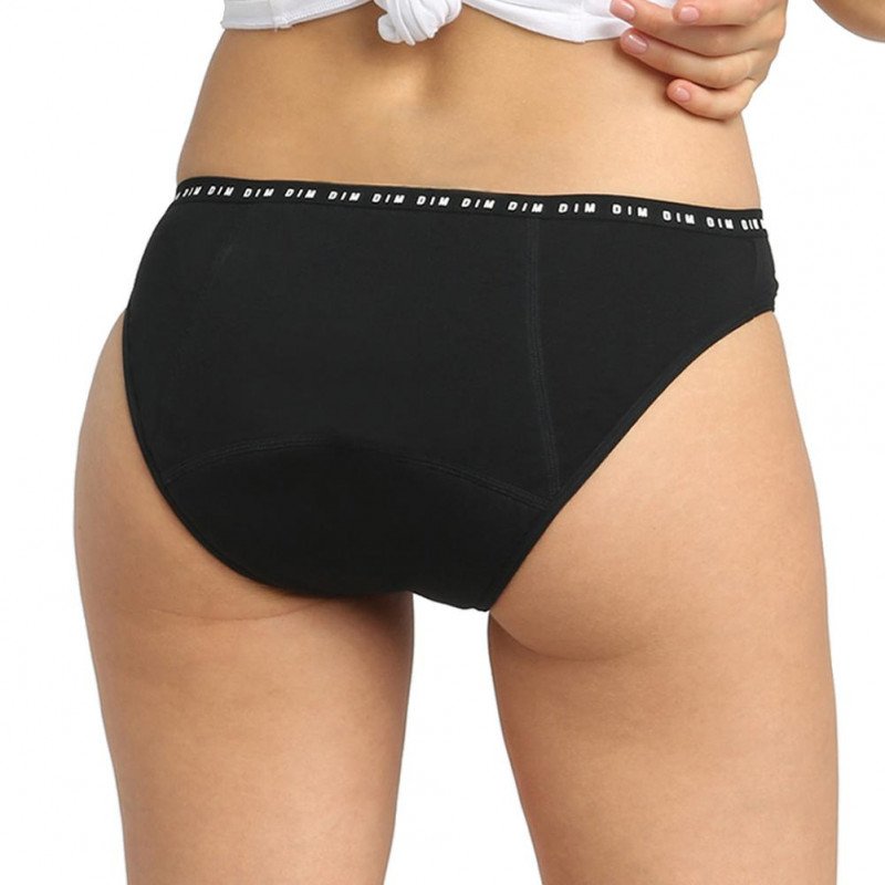 DIM Culotte menstruelle Femme Coton PROTECT Flux abondant Noir