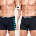 LOT DE 2 Boxer Sous-vêtements Homme DUOSTRIPE Noir et Turquoise