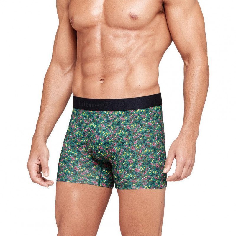 EDEN PARK Boxer Homme Coton BIG FLOWERS Turquoise