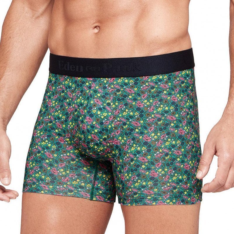 EDEN PARK Boxer Homme Coton BIG FLOWERS Turquoise