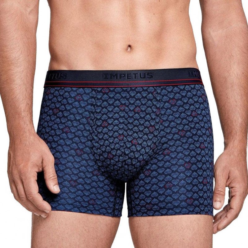 IMPETUS Boxer Homme Coton Lyocell COEURS Imprimé Bleu Noir