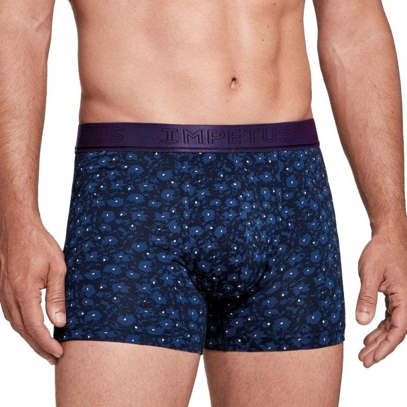 IMPETUS Boxer Homme Coton BURNET Imprimé Floral Noir Bleu