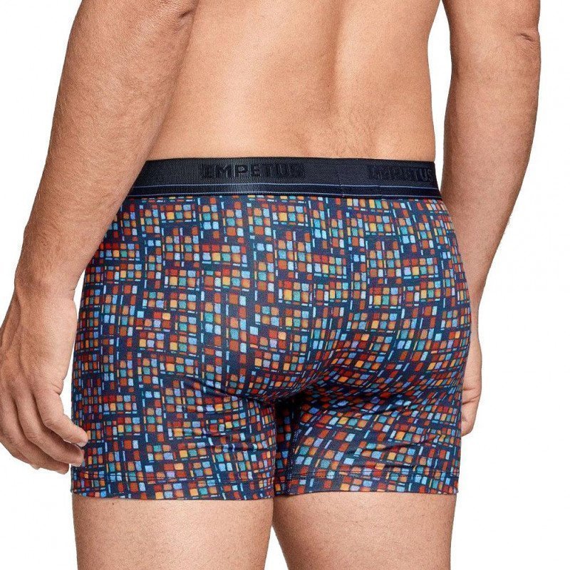 IMPETUS Boxer Homme Coton Lyocell YANGON Imprimé Bleu Orange