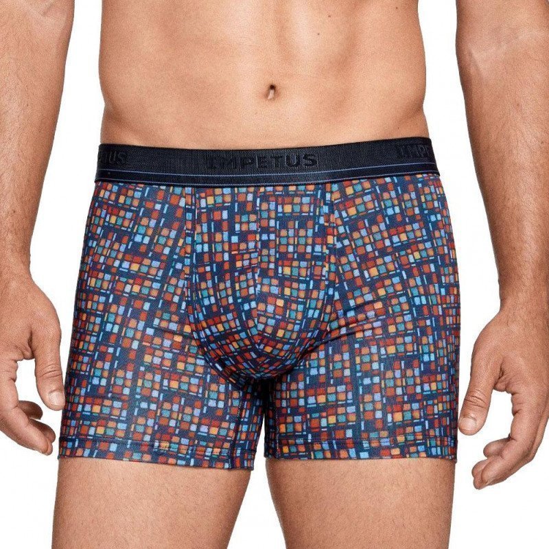 IMPETUS Boxer Homme Coton Lyocell YANGON Imprimé Bleu Orange