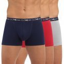 DIM Lot de 3 Boxers Homme Coton STRETCH Bleu Denim Rouge Topaze Acier