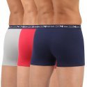 DIM Lot de 3 Boxers Homme Coton STRETCH Bleu Denim Rouge Topaze Acier