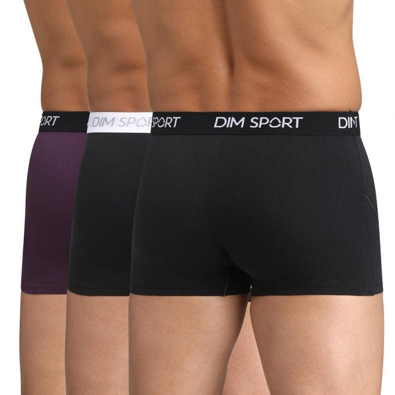 LOT DE 3 Boxer Sous-vêtements Homme STRETCHSPORT Noir et Myrtille
