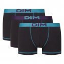 DIM Lot de 3 Boxers Homme Coton MIX AND COLORS Noir ceinture Vert Viride Violet Velours