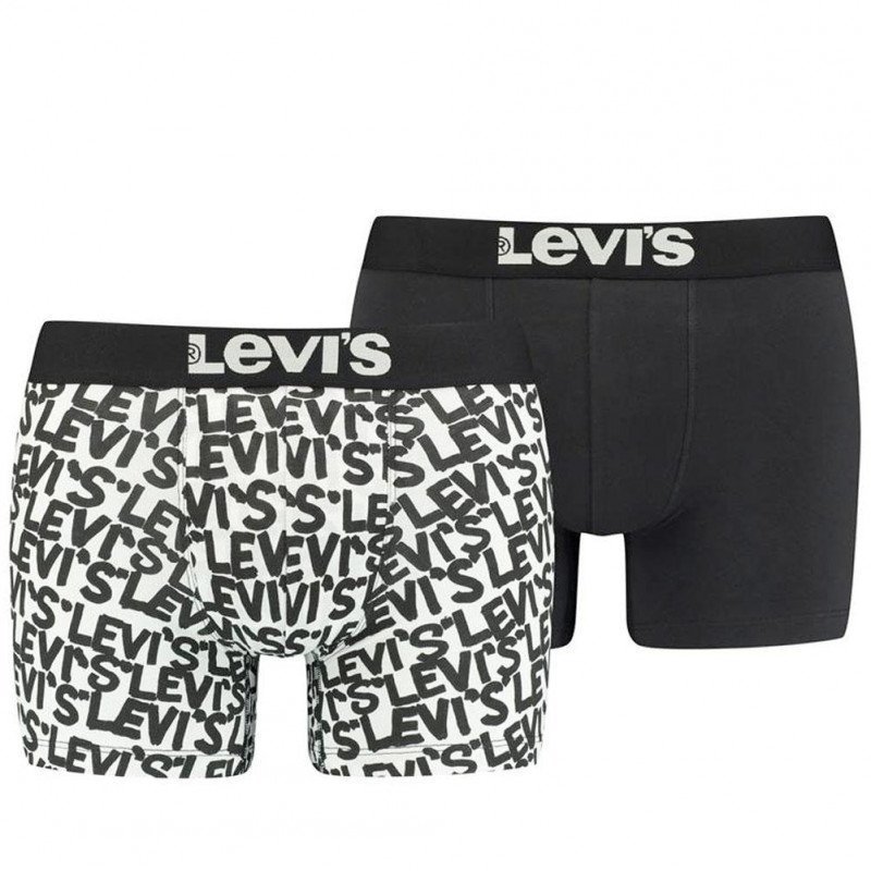 LEVI'S Lot de 2 Boxers Homme Coton SCRIBBLELOGO Noir combo