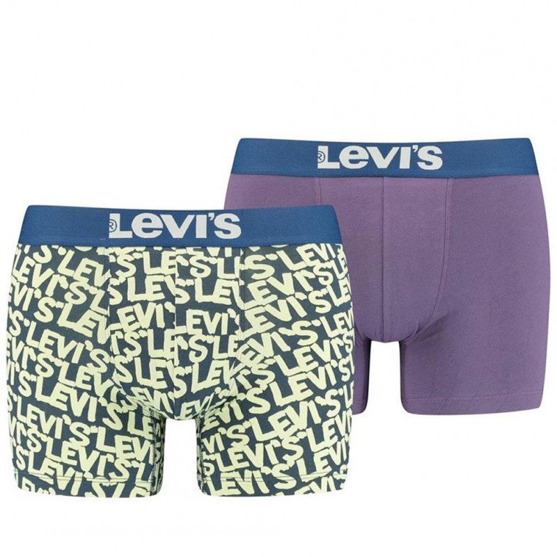 LEVI'S Lot de 2 Boxers Homme Coton SCRIBBLELOGO Purple combo