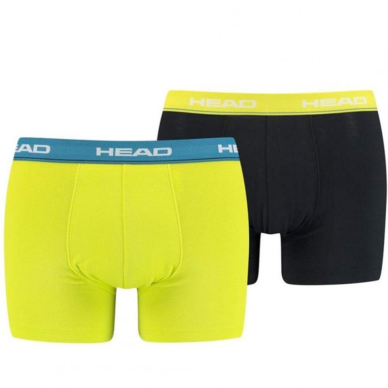 HEAD Lot de 2 Boxers Homme Coton BASICN Lime