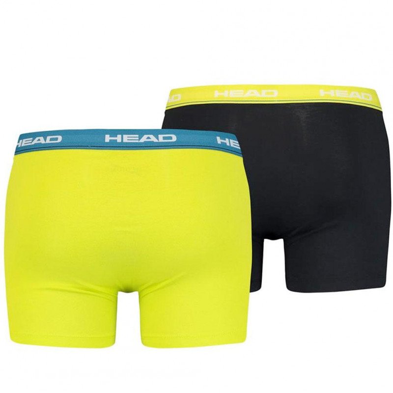 HEAD Lot de 2 Boxers Homme Coton BASICN Lime