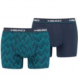 HEAD Lot de 2 Boxers Homme Coton AOP Bleu combo