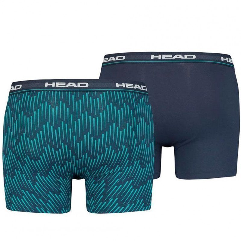 HEAD Lot de 2 Boxers Homme Coton AOP Bleu combo