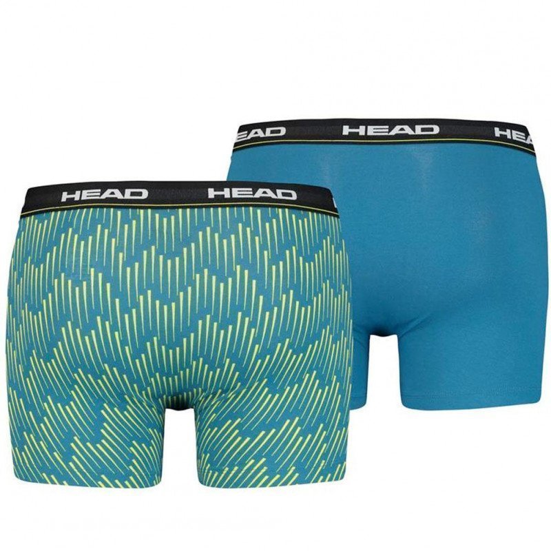 HEAD Lot de 2 Boxers Homme Coton AOP Lime