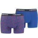 HEAD Lot de 2 Boxers Homme Coton AOP Rouge Bleu