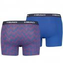 HEAD Lot de 2 Boxers Homme Coton AOP Rouge Bleu