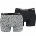 HEAD Lot de 2 Boxers Homme Coton AOP Gris mélangé