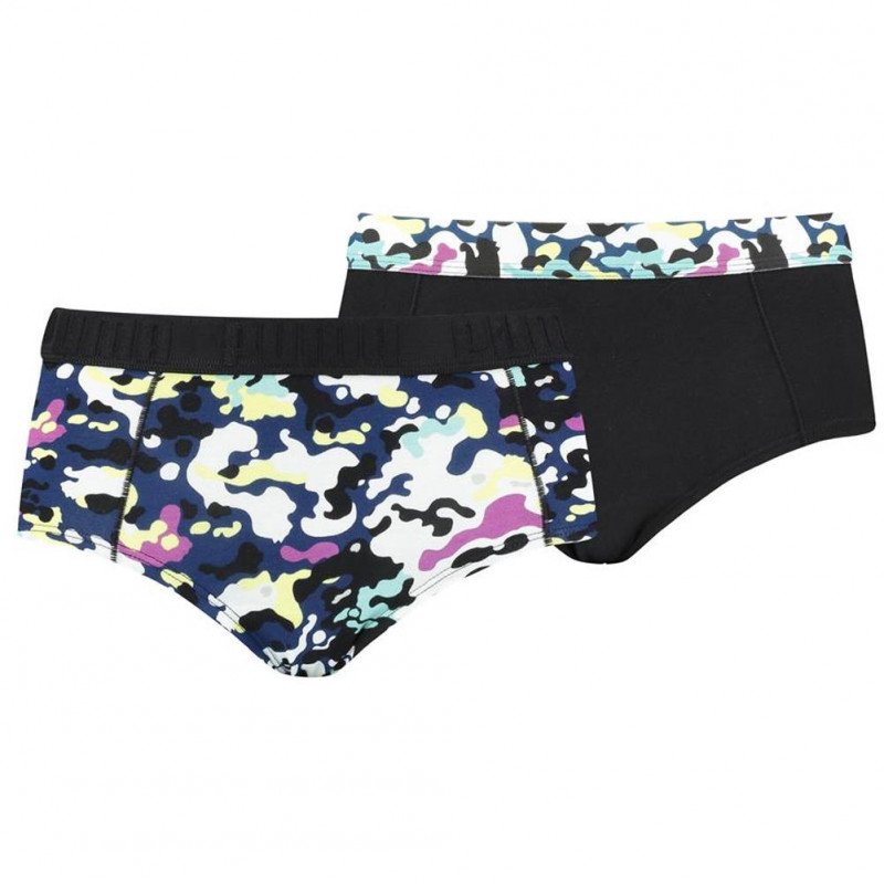 PUMA Lot de 2 Boxers Femme Coton PRINTED Noir combo