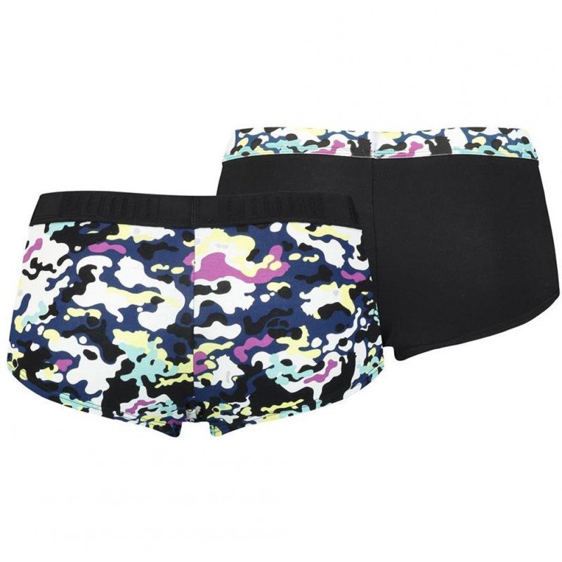 PUMA Lot de 2 Boxers Femme Coton PRINTED Noir combo