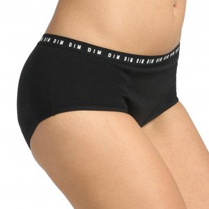 DIM Boxer menstruel Femme Coton PROTECT Flux moyen Noir