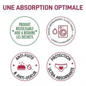 DIM Boxer menstruel Femme Coton bio PROTECT Flux abondant Noir