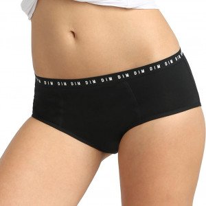 DIM Boxer menstruel Femme Coton PROTECT Flux abondant Noir