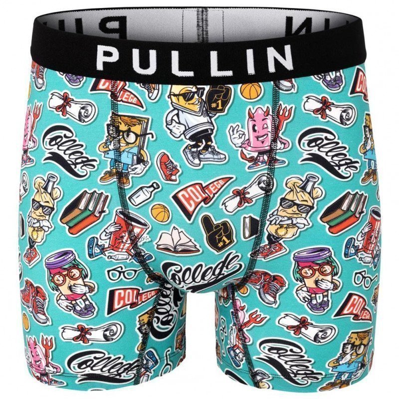 PULL IN Boxer Long Homme Coton Bio FACOLLEGE Cyan