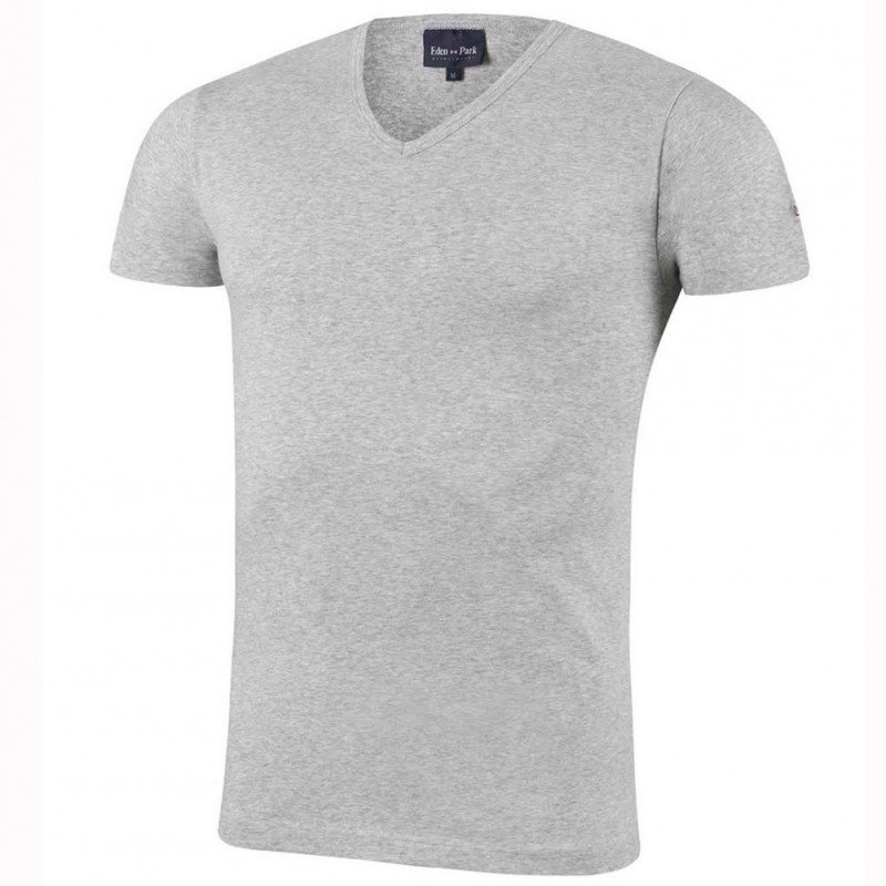 EDEN PARK T-shirt Col V Homme Coton ONE Gris chiné