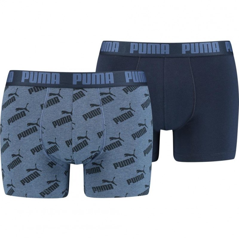 PUMA Lot de 2 Boxers Homme Coton AOP Denim