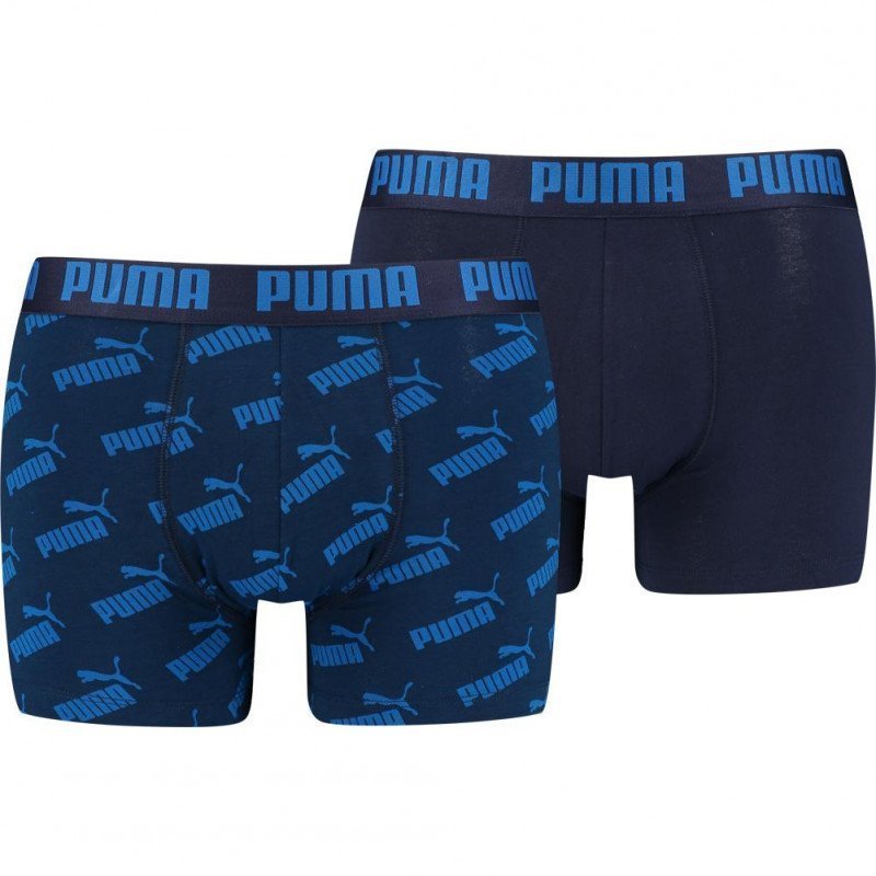 PUMA Lot de 2 Boxers Homme Coton AOP Bleu