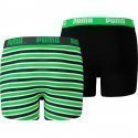 PUMA Lot de 2 Boxers Garçon Coton PRINTEDSTRIPE Vert Noir