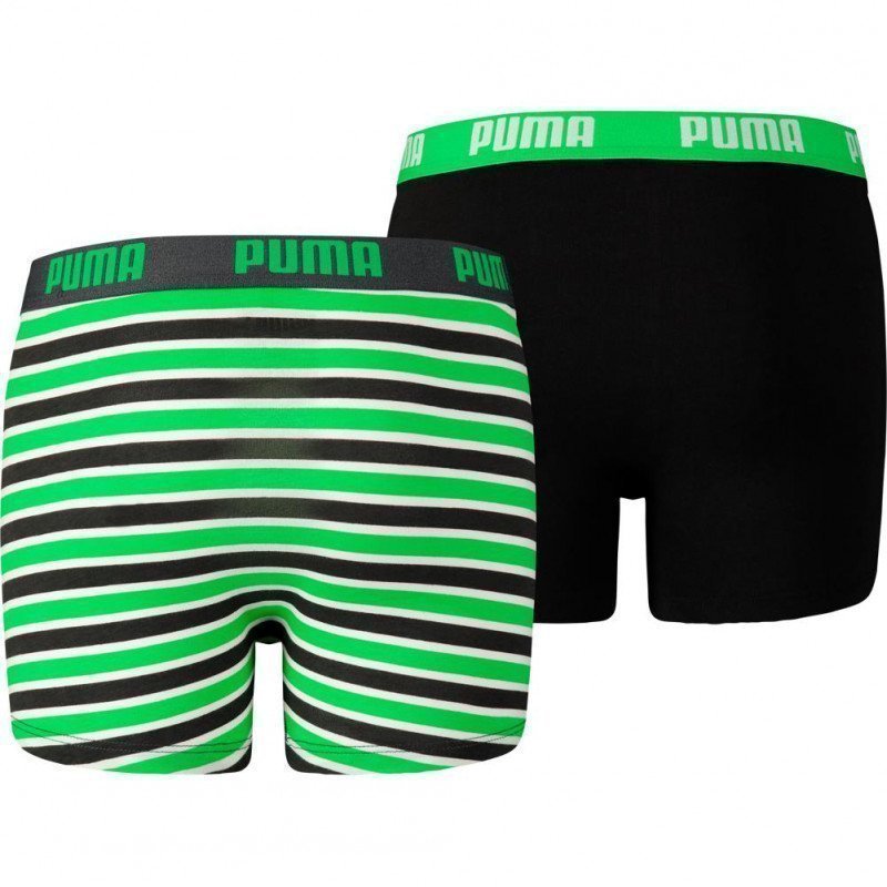 PUMA Lot de 2 Boxers Garçon Coton PRINTEDSTRIPE Vert Noir