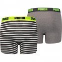 PUMA Lot de 2 Boxers Garçon Coton PRINTEDSTRIPE Fluo Jaune Gris