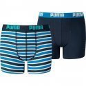 PUMA Lot de 2 Boxers Garçon Coton PRINTEDSTRIPE Bleu