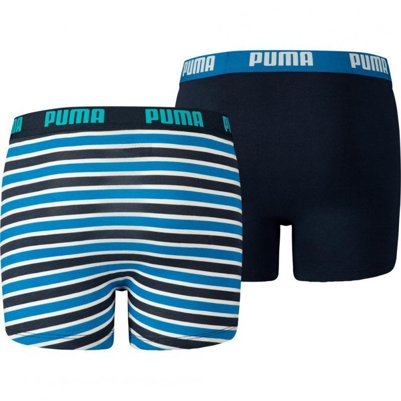 PUMA Lot de 2 Boxers Garçon Coton PRINTEDSTRIPE Bleu