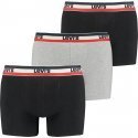 LEVI'S Lot de 3 Boxers Homme Coton bio LOGON Noir Gris chiné