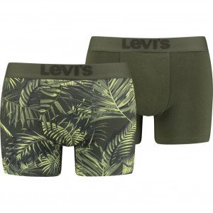 LEVI'S Lot de 2 Boxers Homme Coton TROPICALFERN Kaki