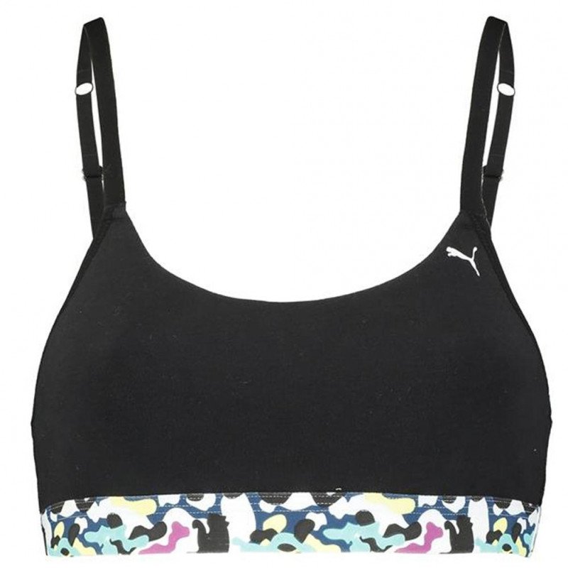 PUMA Brassière Femme Coton PRINTED Noir combo