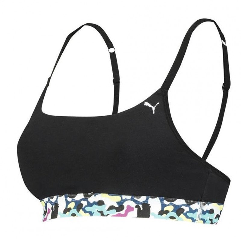 PUMA Brassière Femme Coton PRINTED Noir combo