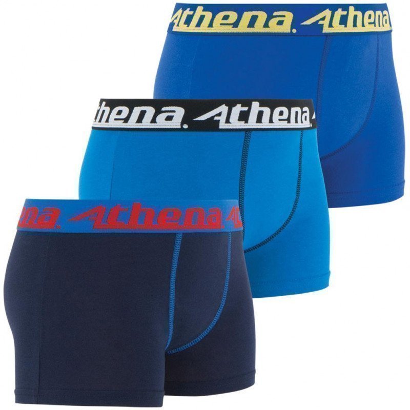 ATHENA 3 Boxers Garçon Coton TRIOCHOC Marine Pervenche Bleu