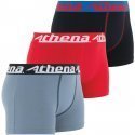 ATHENA Lot de 3 Boxers Garçon Coton TRIOCHOC Gris Rouge Noir