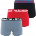 ATHENA Lot de 3 Boxers Garçon Coton TRIOCHOC Gris Rouge Noir