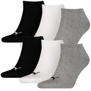 PUMA Lot de 6 paires de Socquettes Mixte Coton TRIX6 21 Blanc Gris Noir