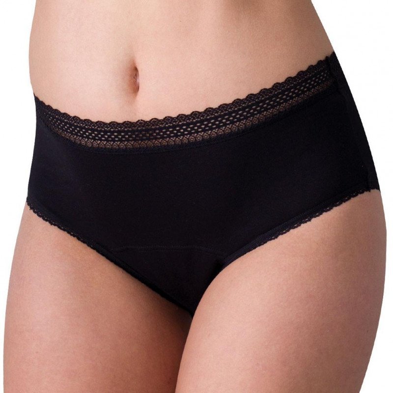 ATHENA Culotte menstruelle taille Haute Femme Coton bio BELLE & CULOTEE Noir