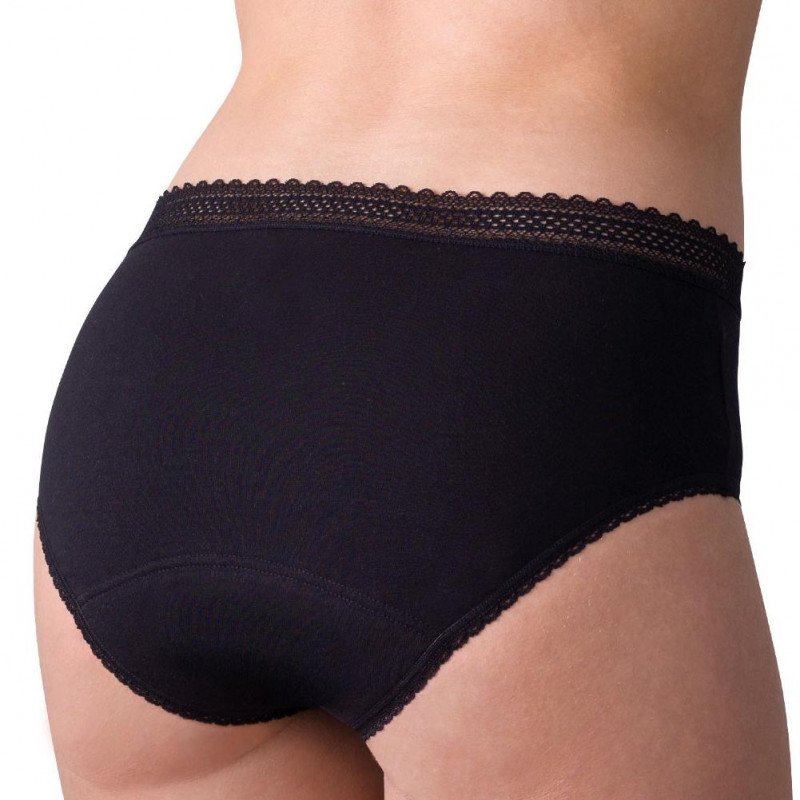 ATHENA Culotte menstruelle taille Haute Femme Coton bio BELLE & CULOTEE Noir