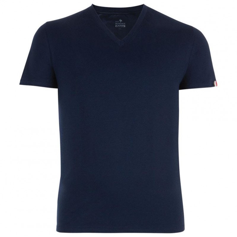 EMINENCE T-shirt Col V Homme Coton FAIT EN FRANCE Marine